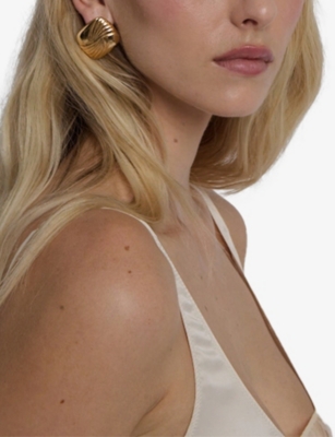 HEAVEN MAYHEM: Tabi 18ct Yellow-Gold Plated Brass Stud Earrings