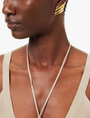 HEAVEN MAYHEM: Wing Yellow-Gold Plated Metal Stud Earrings