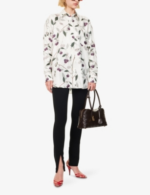 Stella Mccartney Womens Cream High Summer Cherry-print Silk Shirt