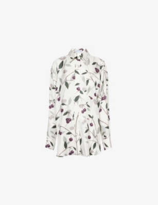Stella Mccartney Womens Cream High Summer Cherry-print Silk Shirt