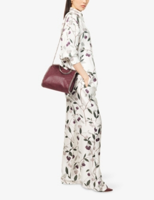 Stella Mccartney Womens Cream Cherry-print Wide-leg Silk Trousers In White