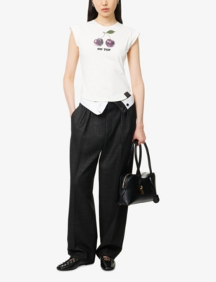STELLA MCCARTNEY: Cherry Graphic-Print Sleeveless Cotton-Jersey T-Shirt