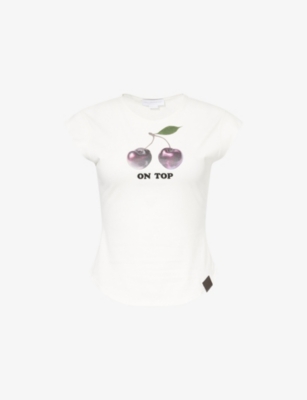 STELLA MCCARTNEY: Cherry Graphic-Print Sleeveless Cotton-Jersey T-Shirt