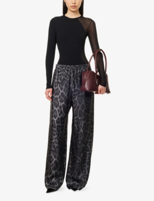 STELLA MCCARTNEY: Leopard-Print Wide-Leg Silk Pyjama Trousers