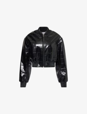 Stella Mccartney Womens  Crocodile-embossed Faux-leather Bomber Jacket