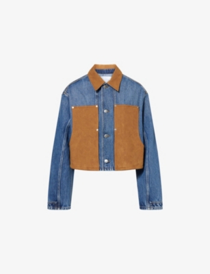 STELLA MCCARTNEY: Mixed-Suede Relaxed-Fit Denim Jacket