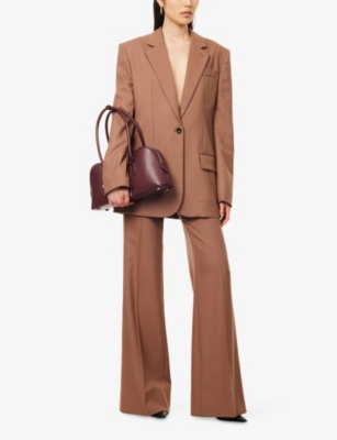 Stella Mccartney Womens Single-breasted Notch-lapel Wool Blazer Rosewood In Brown