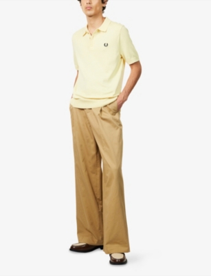 Fred Perry Mens Champions Gold Brand-embroidery Short-sleeves Cotton-knit Polo Shirt Xxl In Yellow