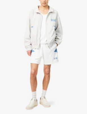 Duke & Dexter Mens Printed Drawstring Woven Shorts White In White