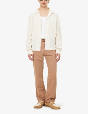 DUKE & DEXTER: Crochet Brand-Embroidery Cotton Shirt