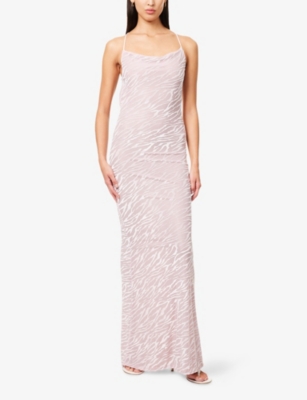 Gracejacob Womens Pink Nova Zebra-print Woven Maxi Dress