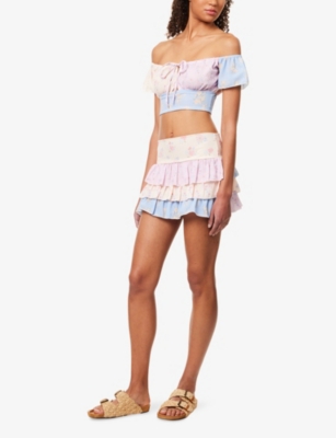 Gracejacob Womens Multi Cici Ruffle Woven Mini Skirt