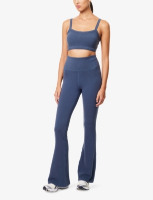 Gracejacob Womens Navy Embroidered-logo Square-neck Stretch-jersey Bralette Xs In Blue