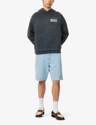 Duke & Dexter Mens Brand-print Kangaroo-pocket Cotton-jersey Hoody Black In Black