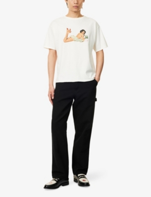 Duke & Dexter Mens Pin Up Crewneck Cotton-jersey T-shirt White In White