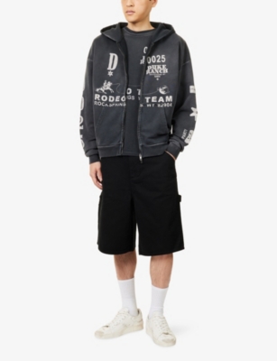 Duke & Dexter Mens Black Rodeo Team Relaxed-fit Cotton-jersey Hoodie In Black
