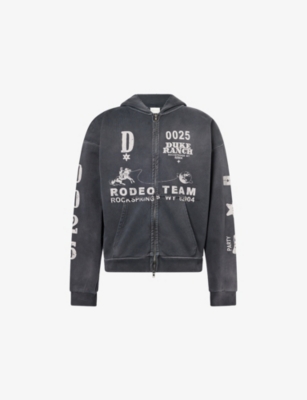 Duke & Dexter Mens Black Rodeo Team Relaxed-fit Cotton-jersey Hoodie In Black