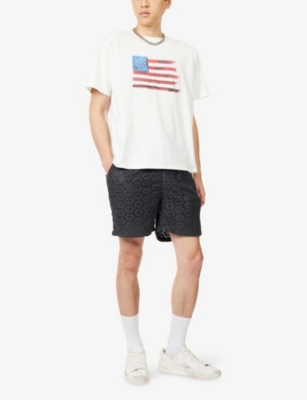 Duke & Dexter Mens White American Flag Crewneck Cotton-jersey T-shirt Xl In White