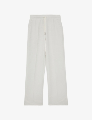 Reiss Womens Ivory Jemma Elasticated-waist Wide-leg Stretch-jersey Jogging Bottoms In Gray