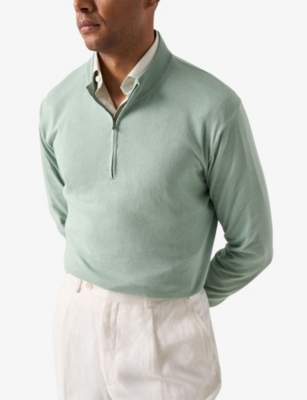 ETON: Funnel-Neck Quarter-Zip Cotton and Cashmere-Blend Jumper