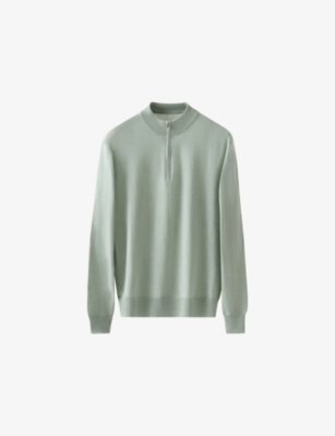 ETON: Funnel-Neck Quarter-Zip Cotton and Cashmere-Blend Jumper