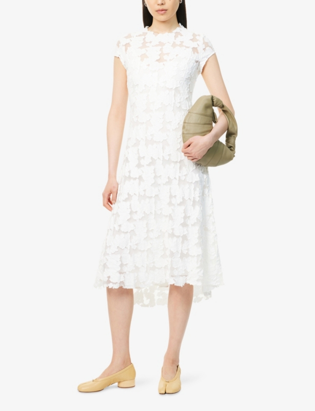 Floral Flared Combi Woven Midi Dress