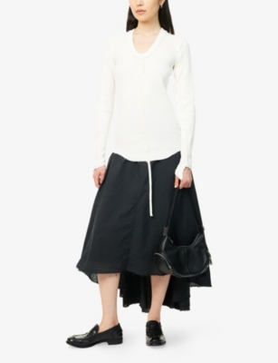 MARC LEBIHAN: Central-Seam Ribbed Cotton-Jersey T-Shirt