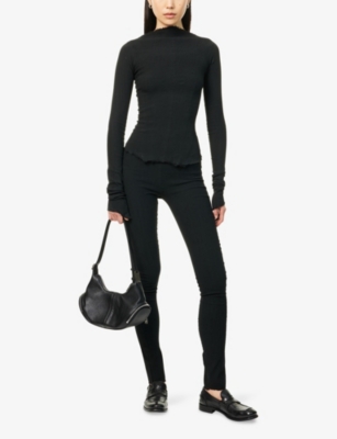 Marc Lebihan Womens Noir Textured High-neck Stretch-woven Top
