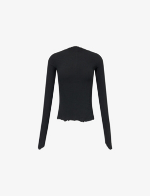 Marc Lebihan Womens Noir Textured High-neck Stretch-woven Top