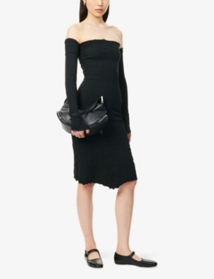 MARC LEBIHAN: Off-Shoulder Bustier Stretch-Woven Mini Dress