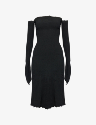 Marc Lebihan Womens Off-shoulder Bustier Stretch-woven Mini Dress Noir