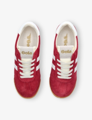 Shop Gola Womens Red Elan Suede Low-top Trainers Eur 37 / 4 Uk