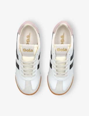 Shop Gola Womens White/blk Elan Leather Low-top Trainers Eur 37 / 4 Uk