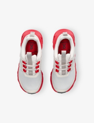 On Running White/red Kids' Cloudswift Mesh Trainers Eur 29 / 11 Uk In Animal Print