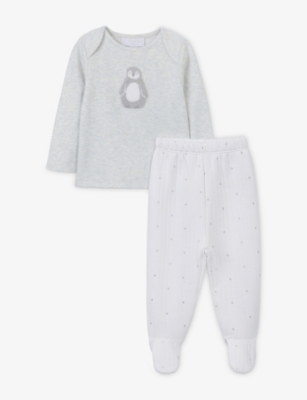 THE LITTLE WHITE COMPANY: Snowy Penguin Cotton Pyjamas 0-24 Months