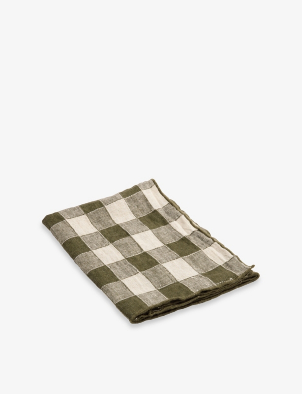 Check-Print Vintage Linen Napkin