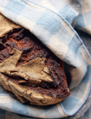 Maison De Vacances Nuage Check-print Vintage Linen Napkin In Blue