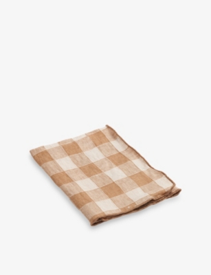MAISON DE VACANCES: Check-Print Vintage Linen Napkin