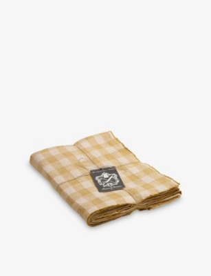 MAISON DE VACANCES: Vintage Vichy Linen Tablecloth 170cm x 240cm