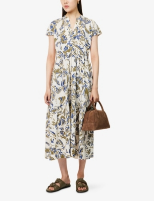 ME AND EM: Graphic-Print Tiered Cotton Midi Dress