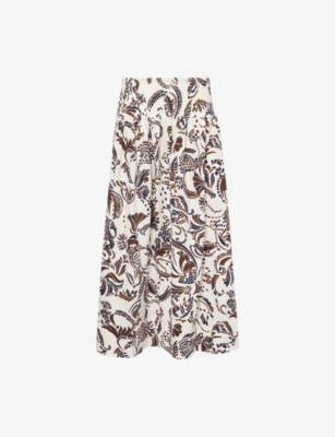 ME AND EM: Side-Pocket Graphic-Pattern Cotton Maxi Skirt