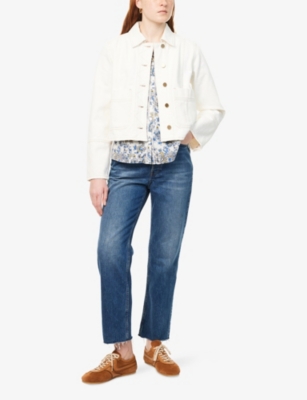 ME AND EM: Boxy-Fit Contrasting-Topstitching Denim Jacket
