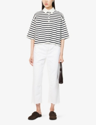 Me And Em Womens  Striped Towelling Cotton-blend Sweatshirt