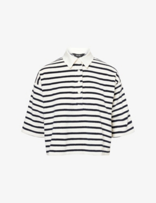 Me And Em Womens  Striped Towelling Cotton-blend Sweatshirt