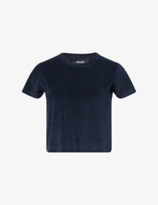 Me And Em Womens  Boxy-fit Cropped Cotton-blend Terry Top In Navy