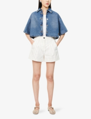 Me And Em And Em Womens Multi Stripe Tailored Cotton Shorts