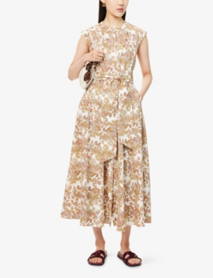 Shop Me And Em And Em Womens Light Cream Yellow M Geo Paisley-print Cotton Poplin Maxi Dress