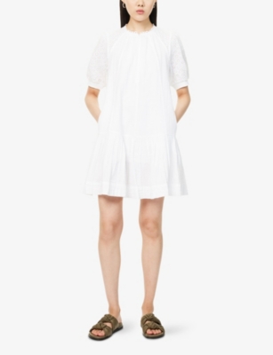 ME AND EM: Embroidered Cheesecloth Cotton Mini Dress