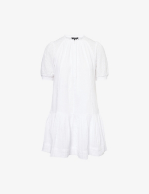 ME AND EM: Embroidered Cheesecloth Cotton Mini Dress