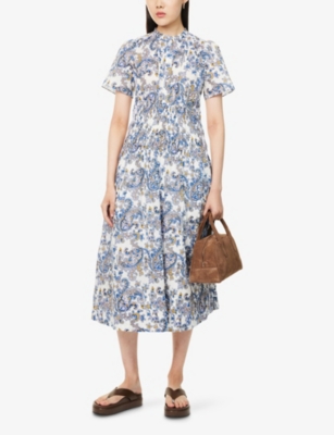 ME AND EM: Geo Paisley-Print Cotton Midi Dress